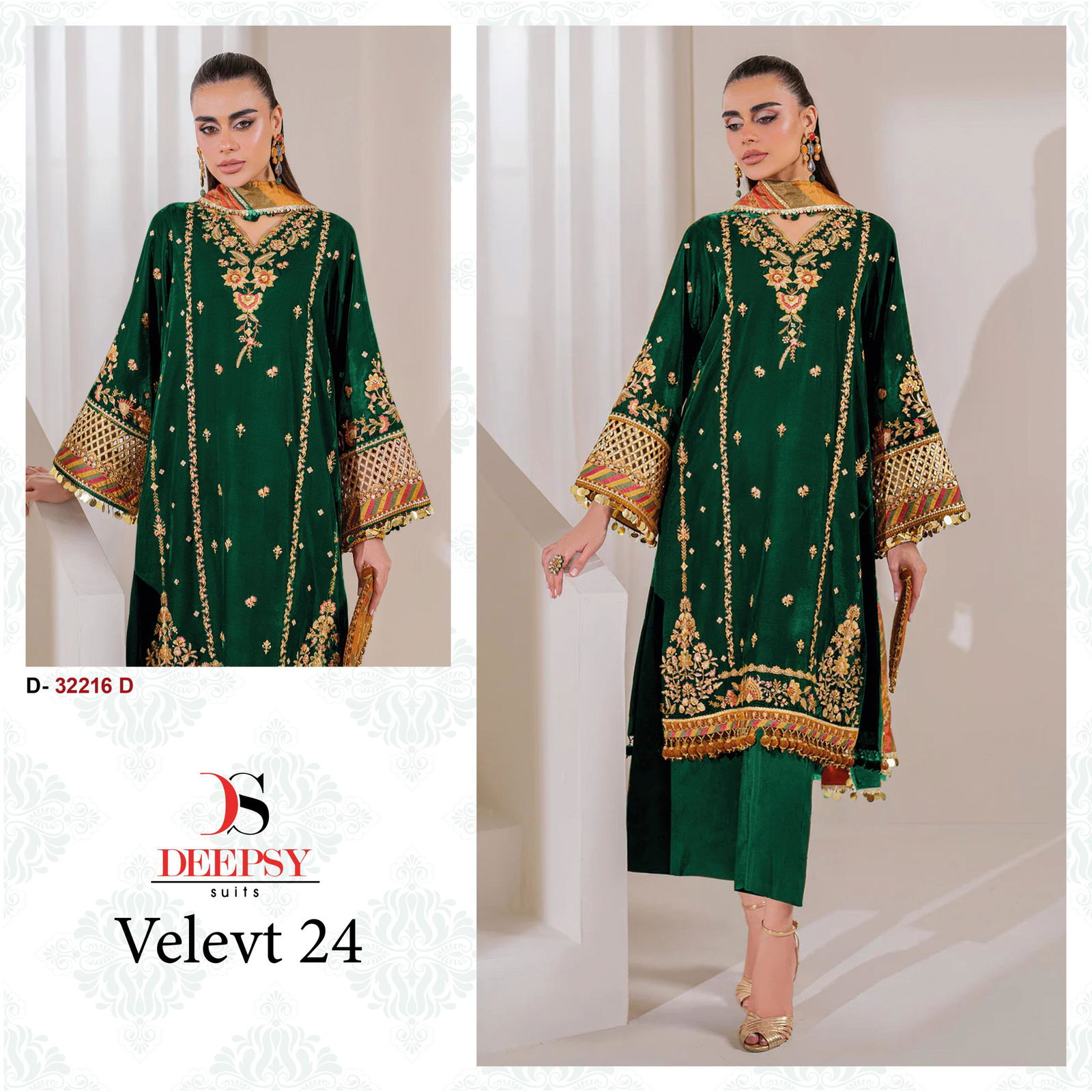 32216 A To D Velvet 24 By Deepsy Suits Velvet Embroidery Pakistani Suits Wholesale Online